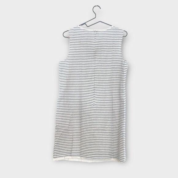 Cremieux Striped Sleeveless Tie-up Tunic Dress sz L Linen Blend Preppy Resort - Picture 3 of 12